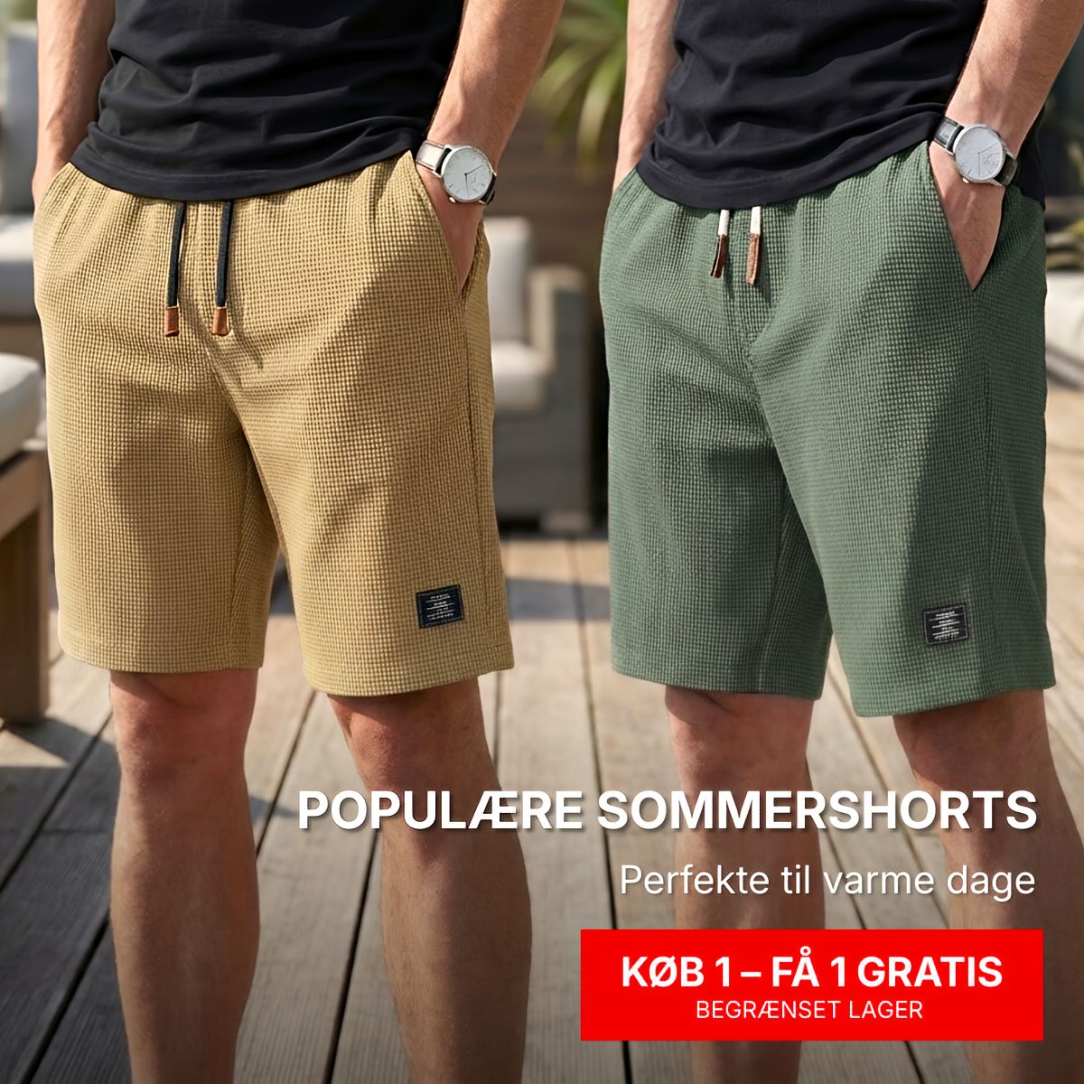 Korte bukser herre | Komfortable sommershorts med elastisk talje