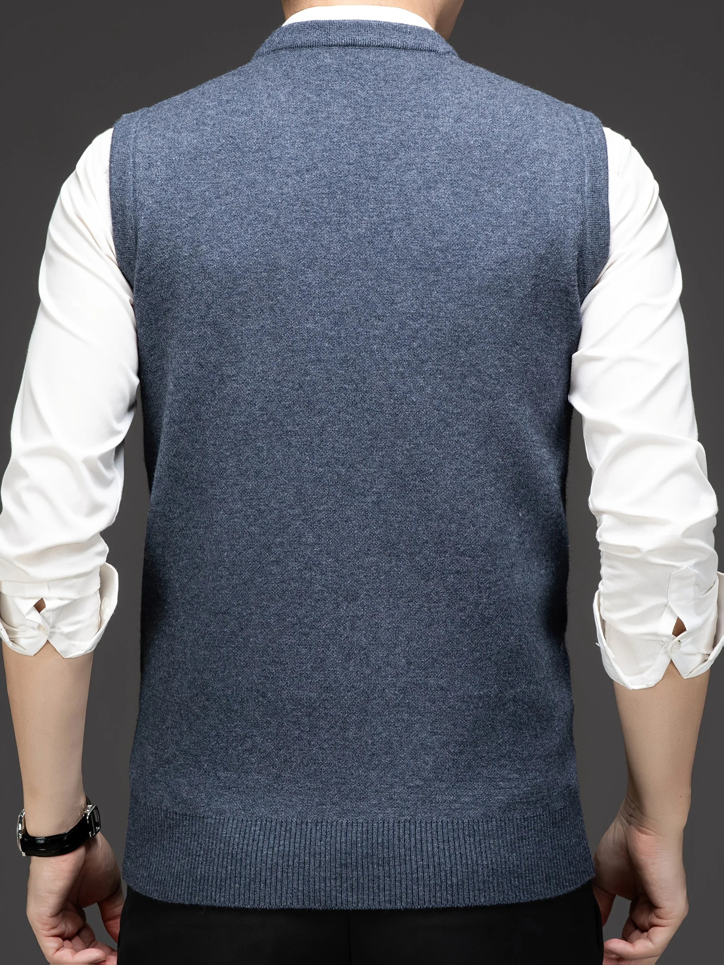 Herre pullover | Strikket v-hals pullover med diamantmønster