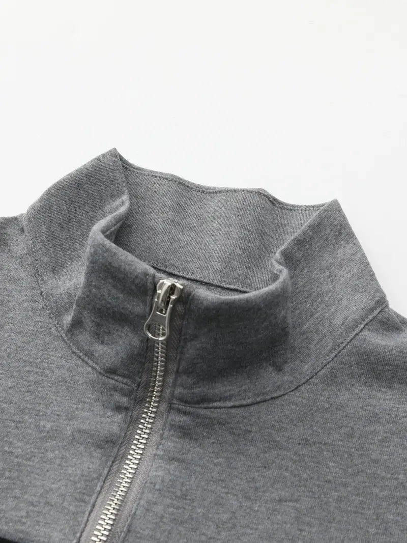Herre half zip pullover | Strikket trøje med lynlås i kraven