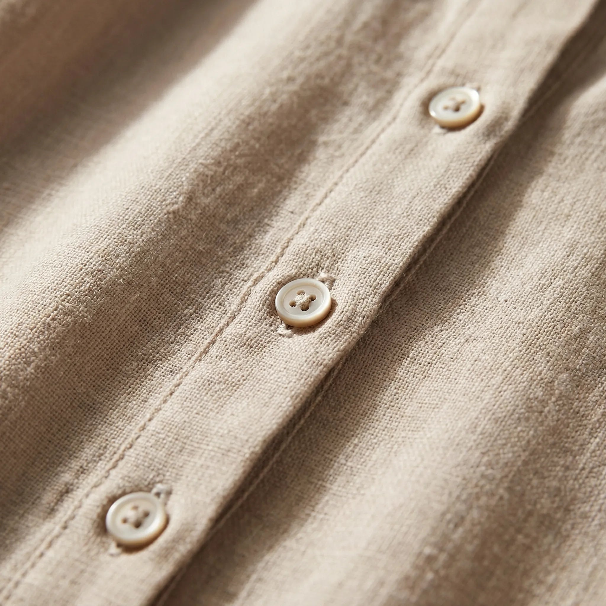 Jurk til damer | Linned tunikakjole med henley-hals og 3/4-ærme