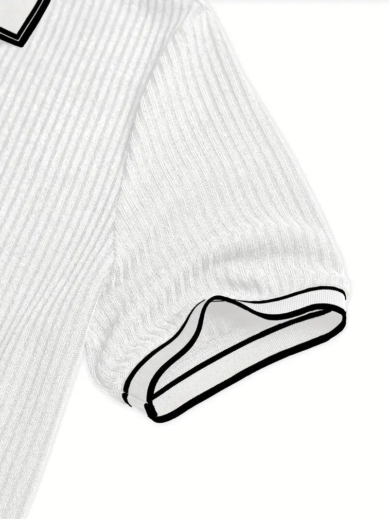 Elegant Herrepolo – Strikket Struktur & Stilrent Design