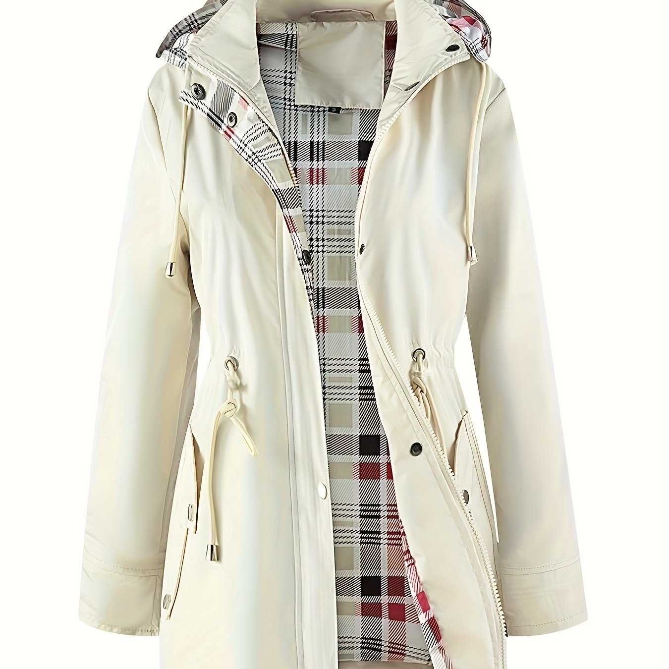 Dame jakke | Parka med hætte og justerbar talje