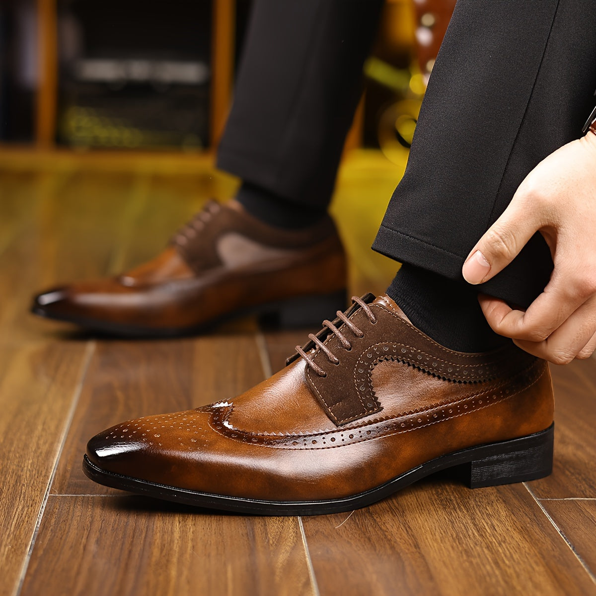 Herre dress sko | Klassiske oxford sko med brogue detaljer