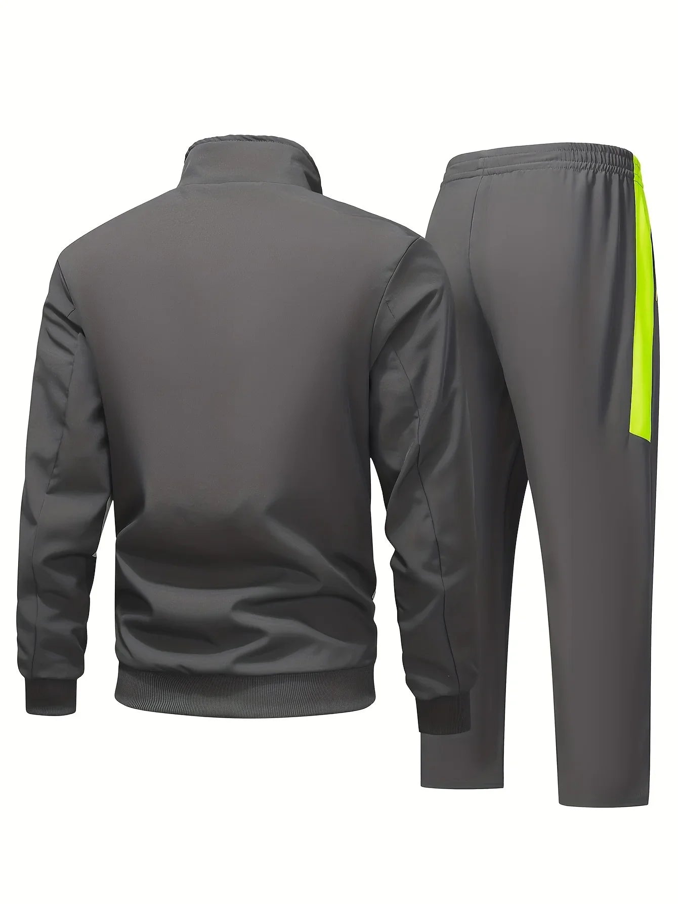 Herre træningsdragt | Sort sportssæt med neonlynlås og bukser