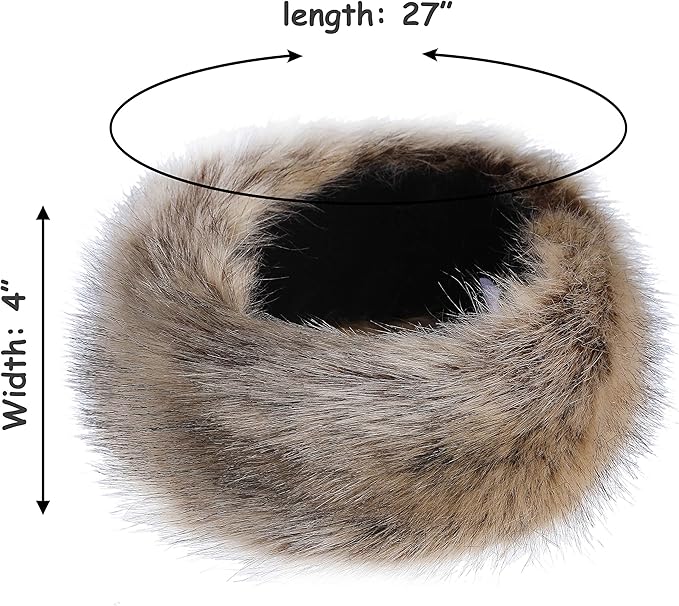 Varm vinterhårbånd i imiteret pels til damer