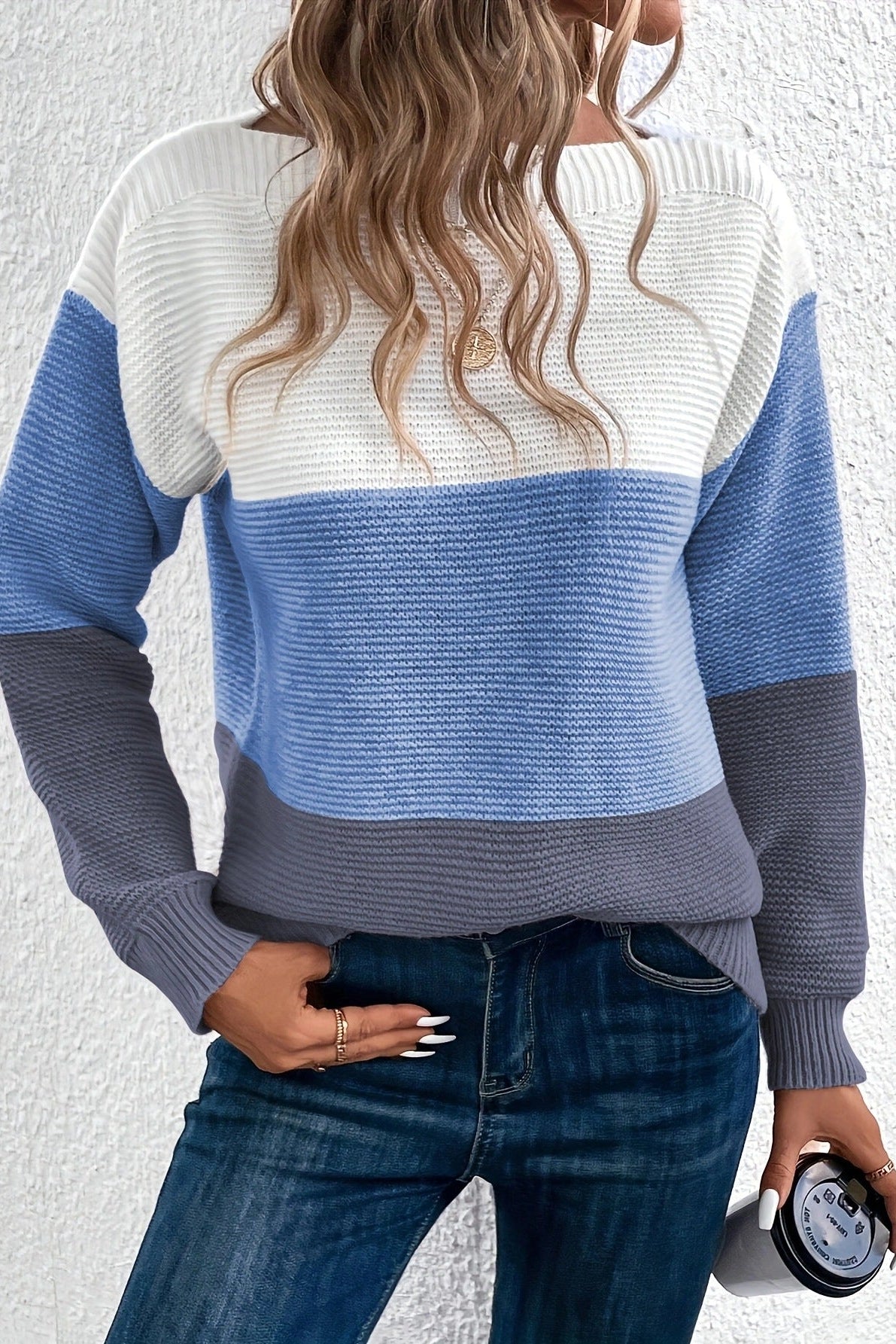 Strikket damebluse med lange ærmer og afslappet pasform