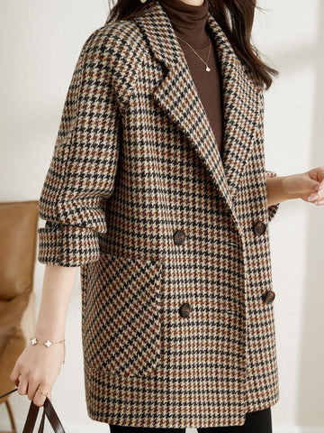 Blazer til damer | Ternet blazer med lange ærmer og afslappet fit