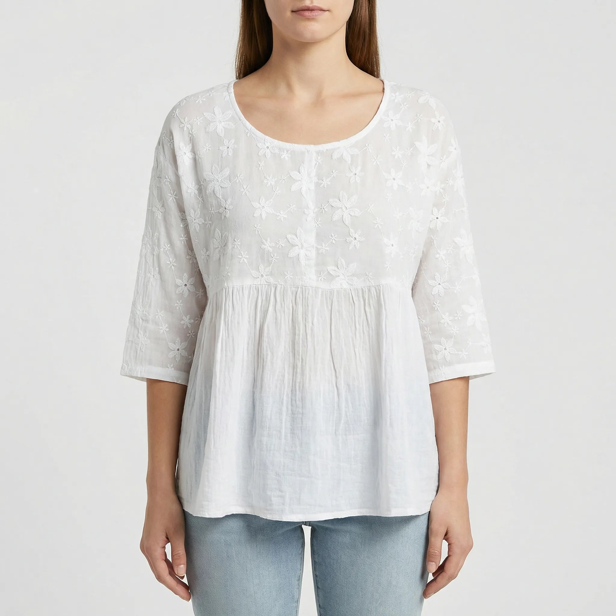 Blouse pour femme | Tunique légère avec broderies florales
