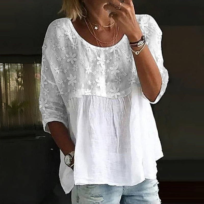 Blouse pour femme | Tunique légère avec broderies florales