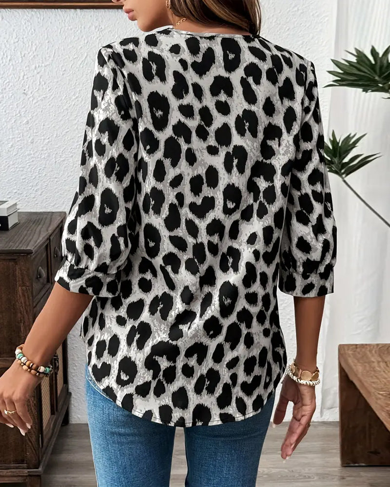Bluse med leopardprint | Løs pasform