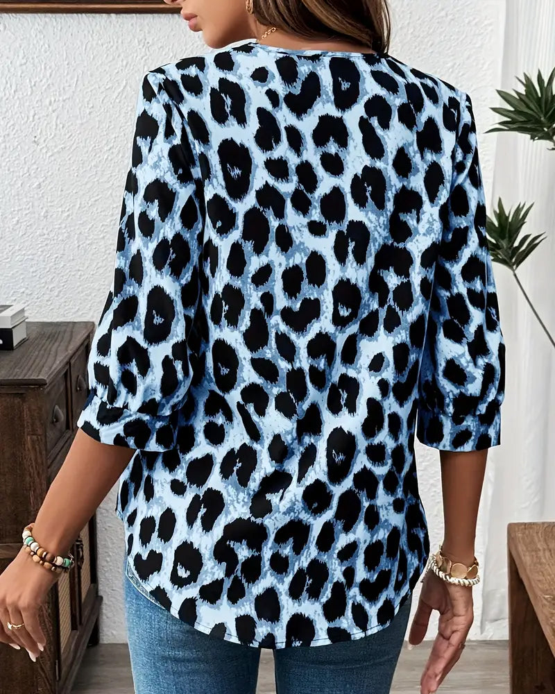 Bluse med leopardprint | Løs pasform