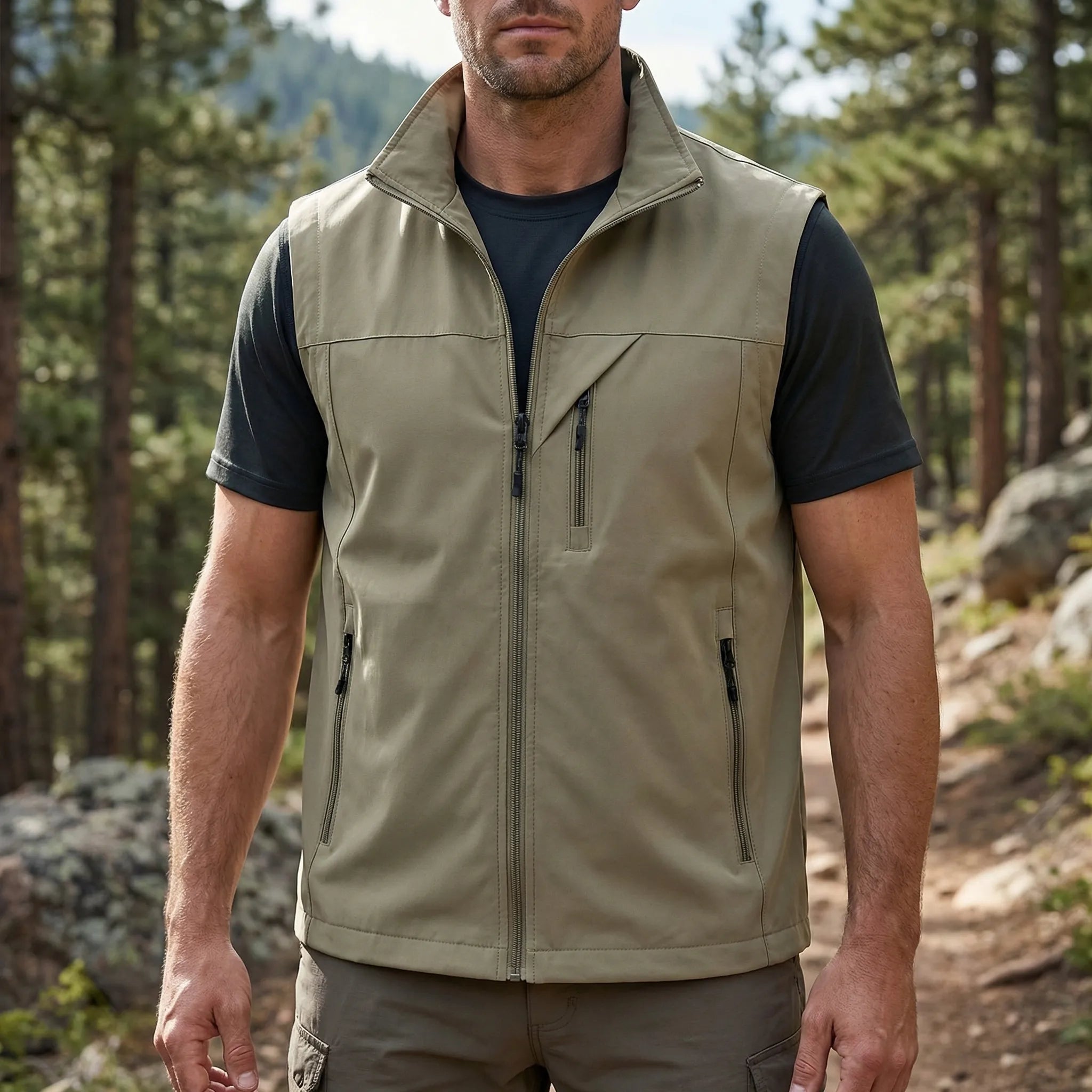 Gilet sans manches pour homme | Gilet d'extérieur léger et respirant