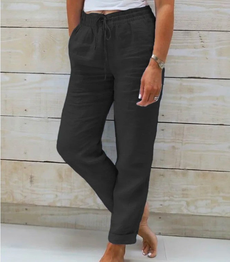 Pantalons pour femmes | Pantalons en lin à taille élastiquée