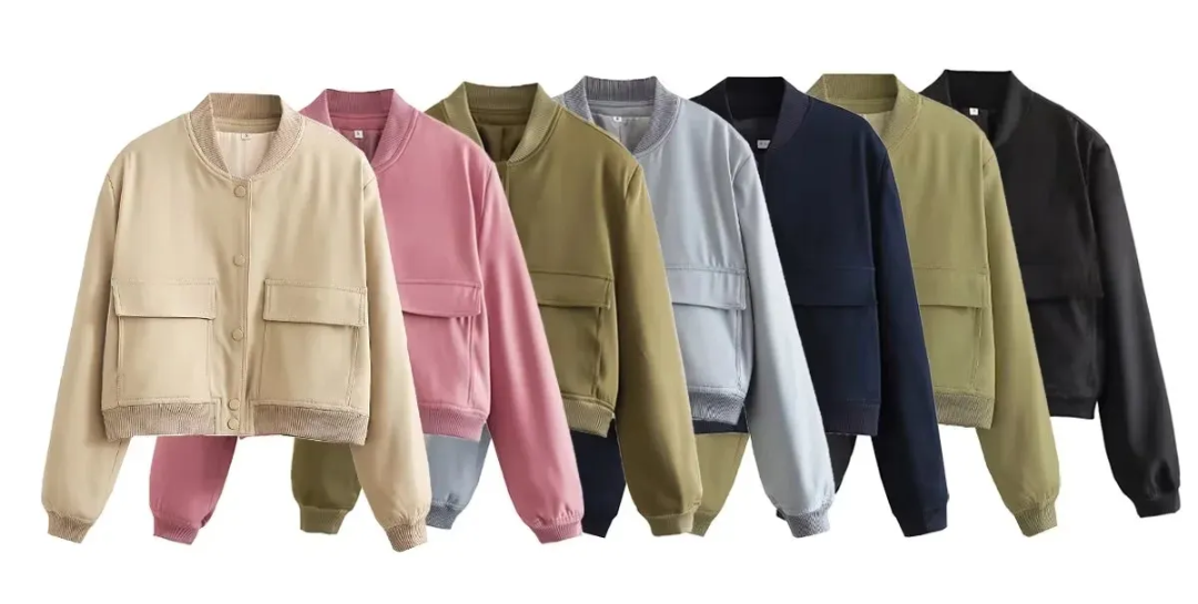 Dame bomberjakke | Cropped varsityjakke med trykknapper