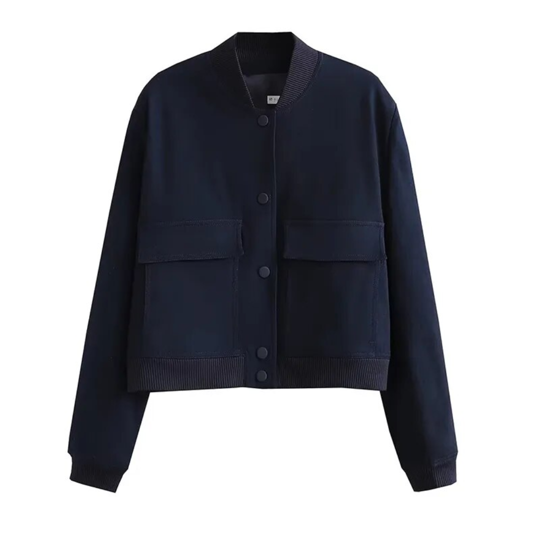 Dame bomberjakke | Cropped varsityjakke med trykknapper