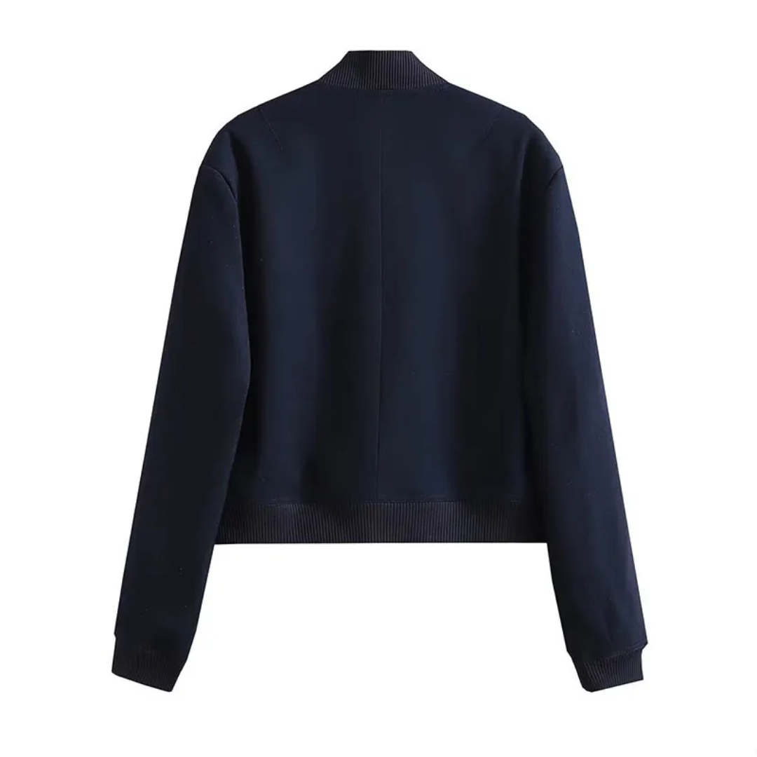Dame bomberjakke | Cropped varsityjakke med trykknapper