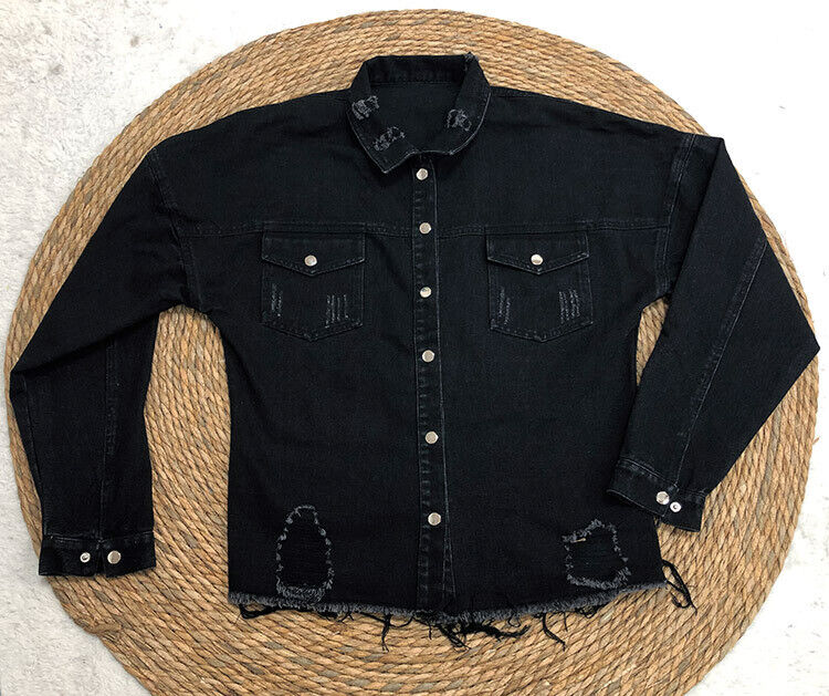 Dame denimjakke | Oversized denimjakke med knapper
