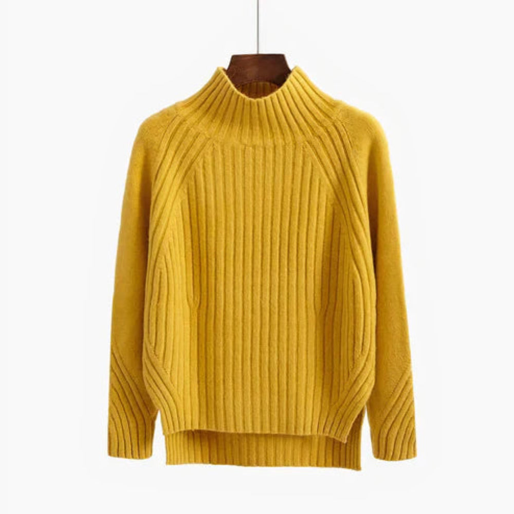 Dame ribstrikket rullekrave sweater til vinter 3