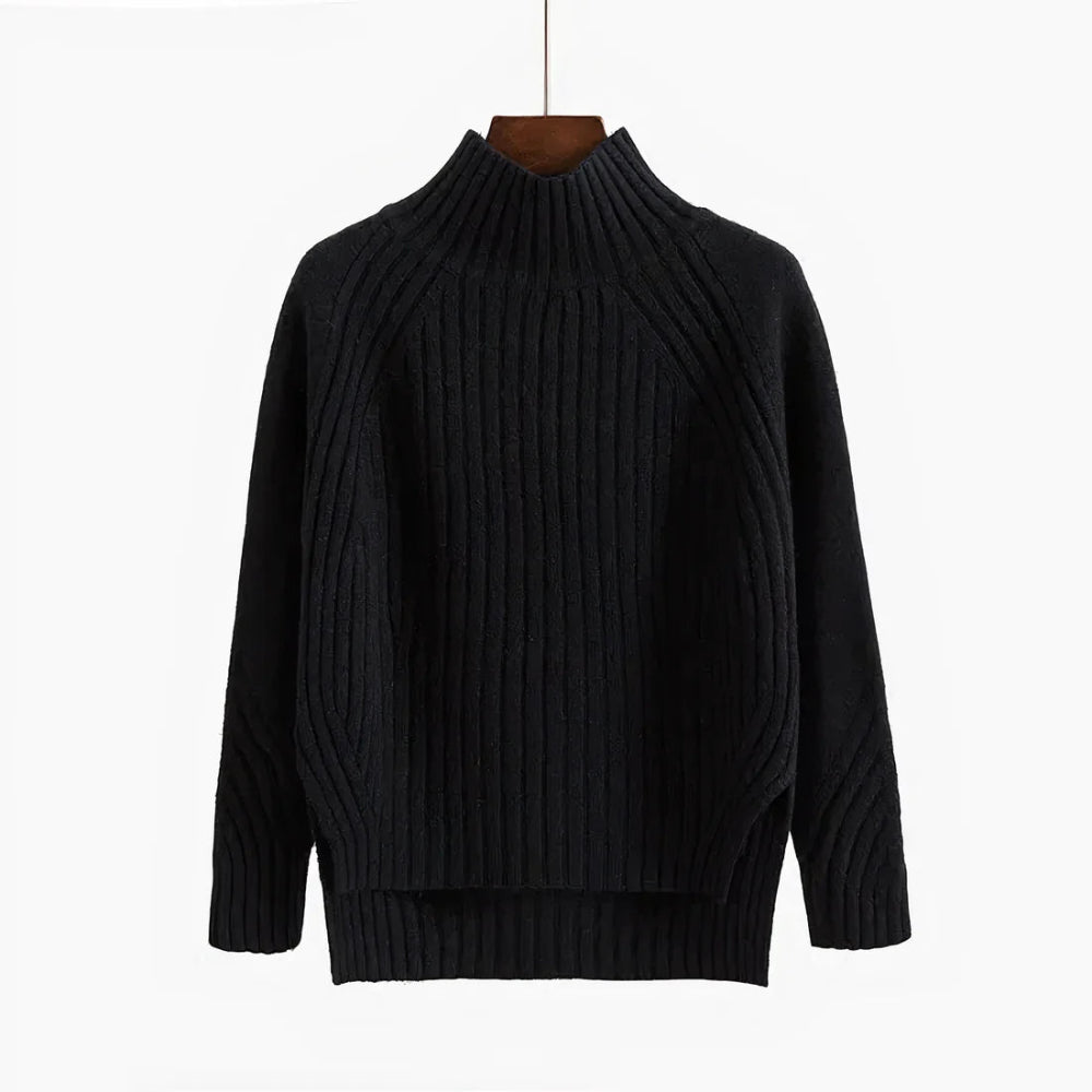 Dame ribstrikket rullekrave sweater til vinter 5