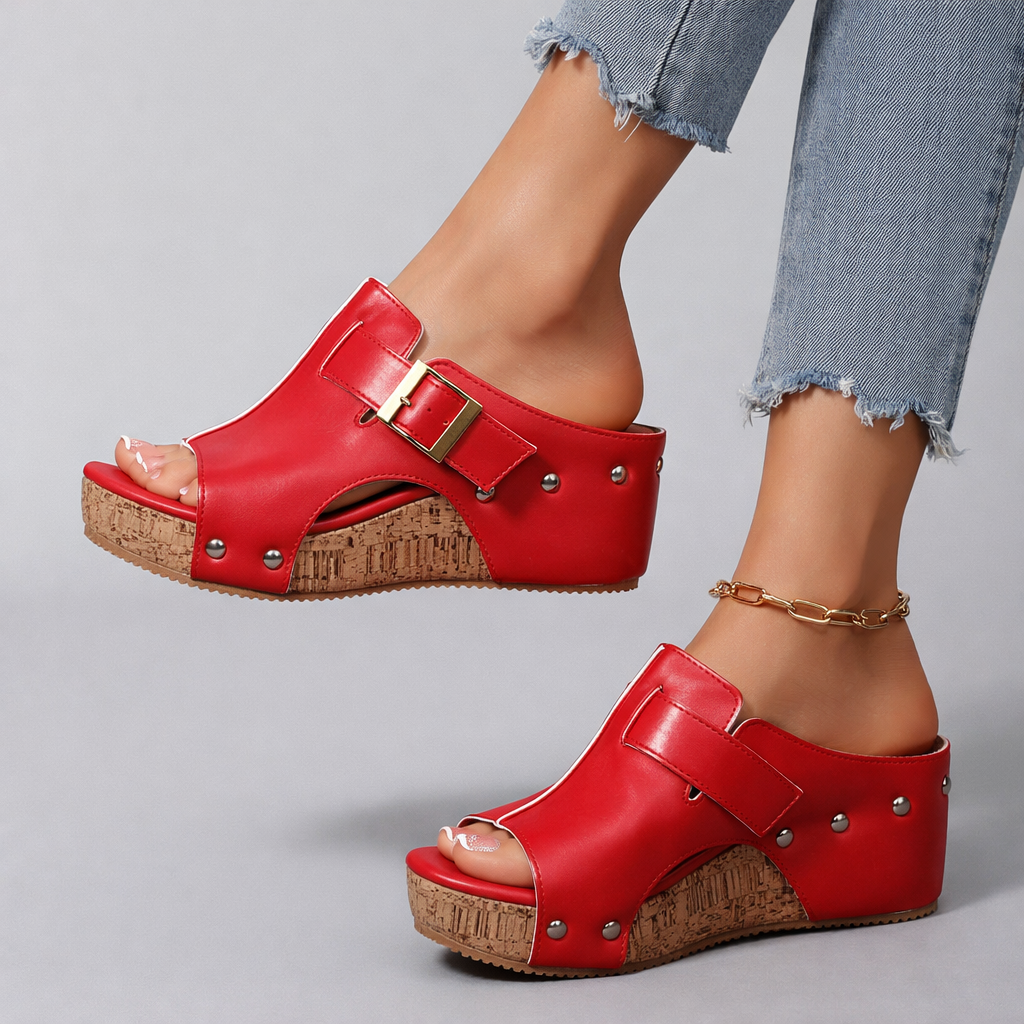 Sandales pour femmes | Sandales à plateforme avec boucle et semelle en liège