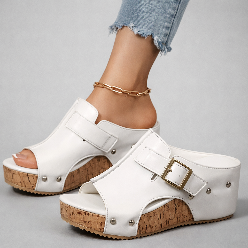 Sandales pour femmes | Sandales à plateforme avec boucle et semelle en liège