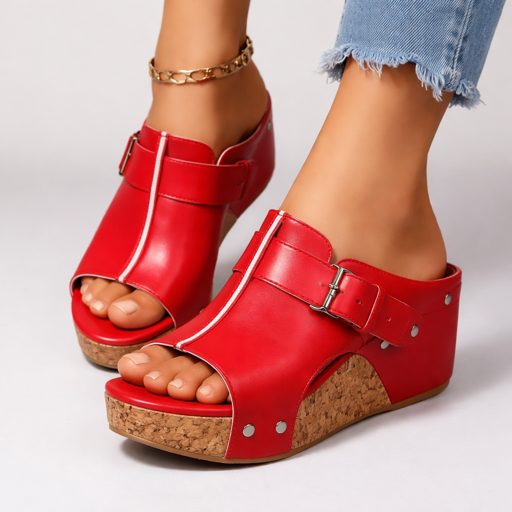 Sandales pour femmes | Sandales à plateforme avec boucle et semelle en liège