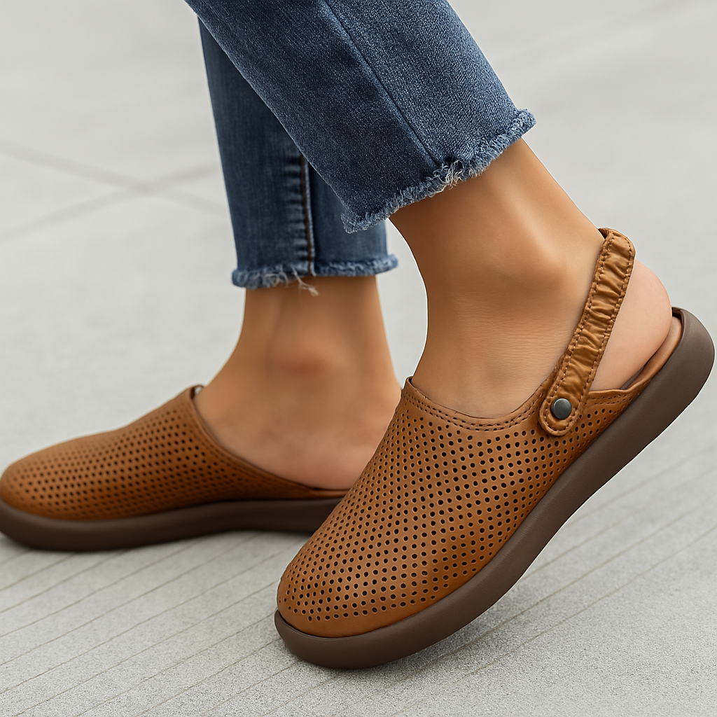 Chaussures sans lacets pour femme | Sabots confortables à perforations et bride