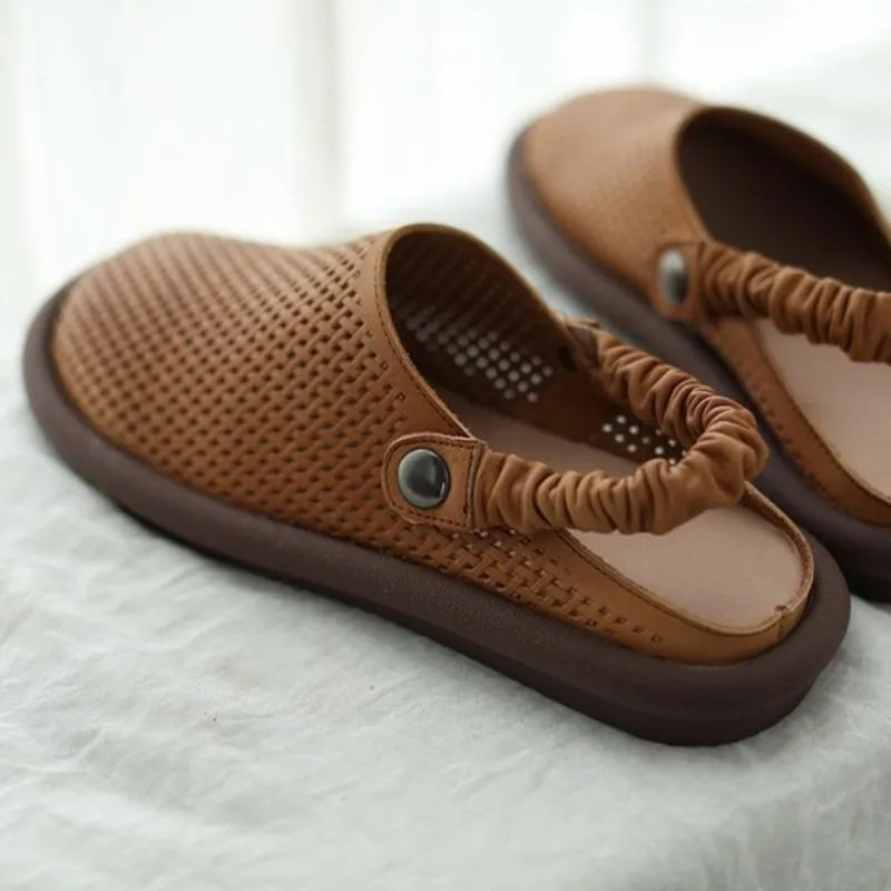 Chaussures sans lacets pour femme | Sabots confortables à perforations et bride