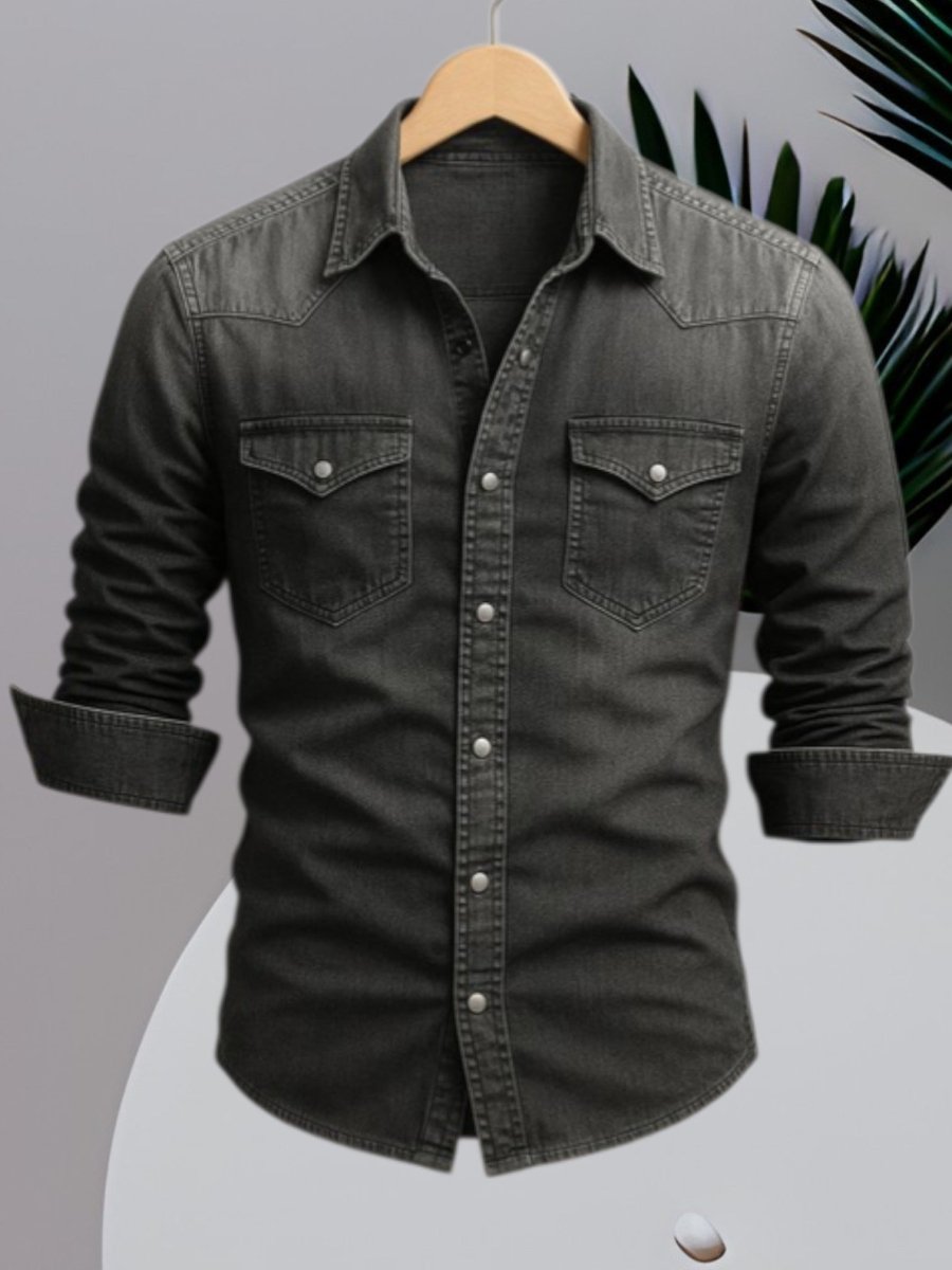 Chemise en denim pour homme | Coupe ajustée avec poches poitrine