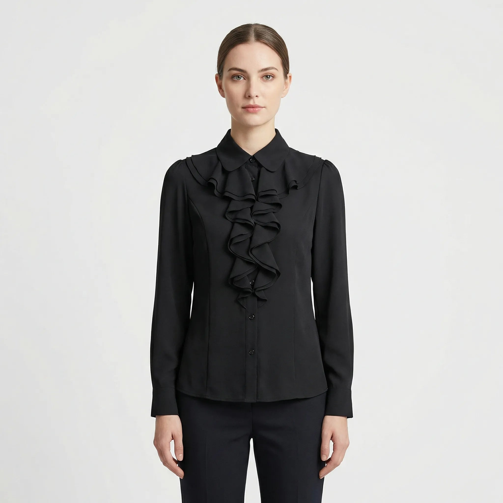 Flæse bluse dame | Elegant bluse med krave