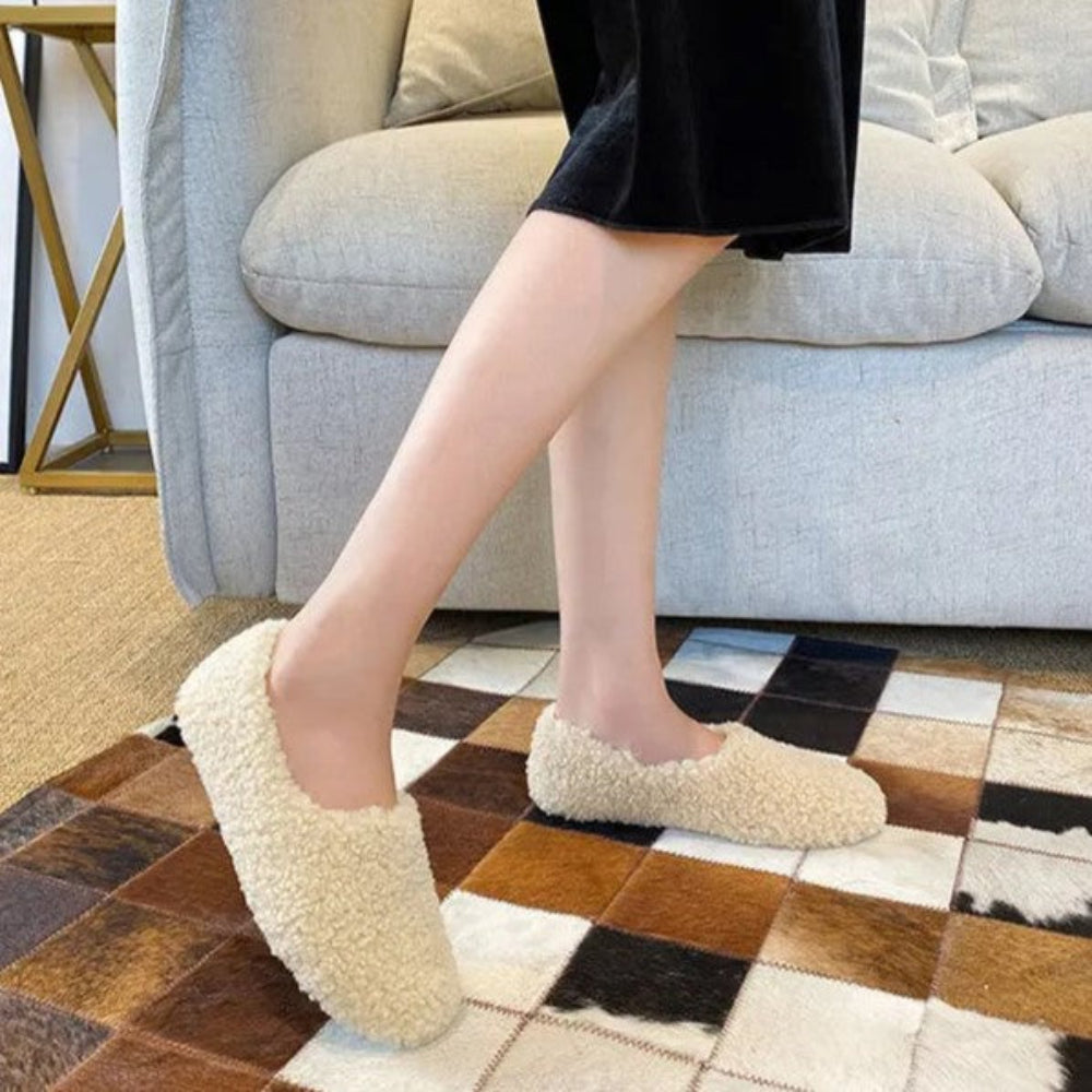 Dame hjemmesko | Bløde ballerinaer i hyggeligt vinterdesign
