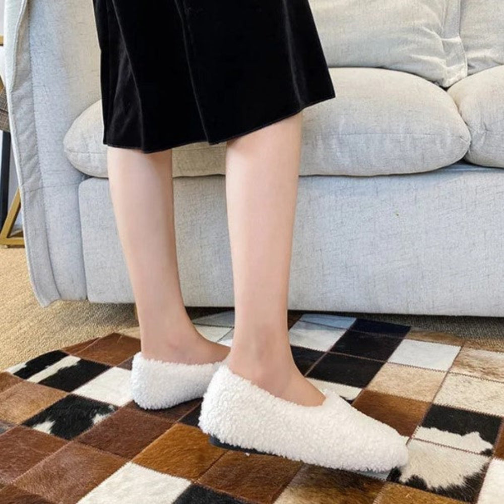 Dame hjemmesko | Bløde ballerinaer i hyggeligt vinterdesign