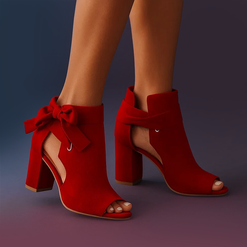 Escarpins pour femme | Escarpins à bout ouvert et talon bloc avec nœud