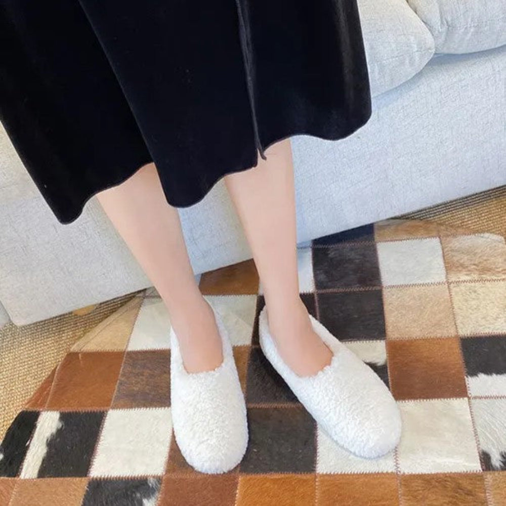 Dame hjemmesko | Bløde ballerinaer i hyggeligt vinterdesign