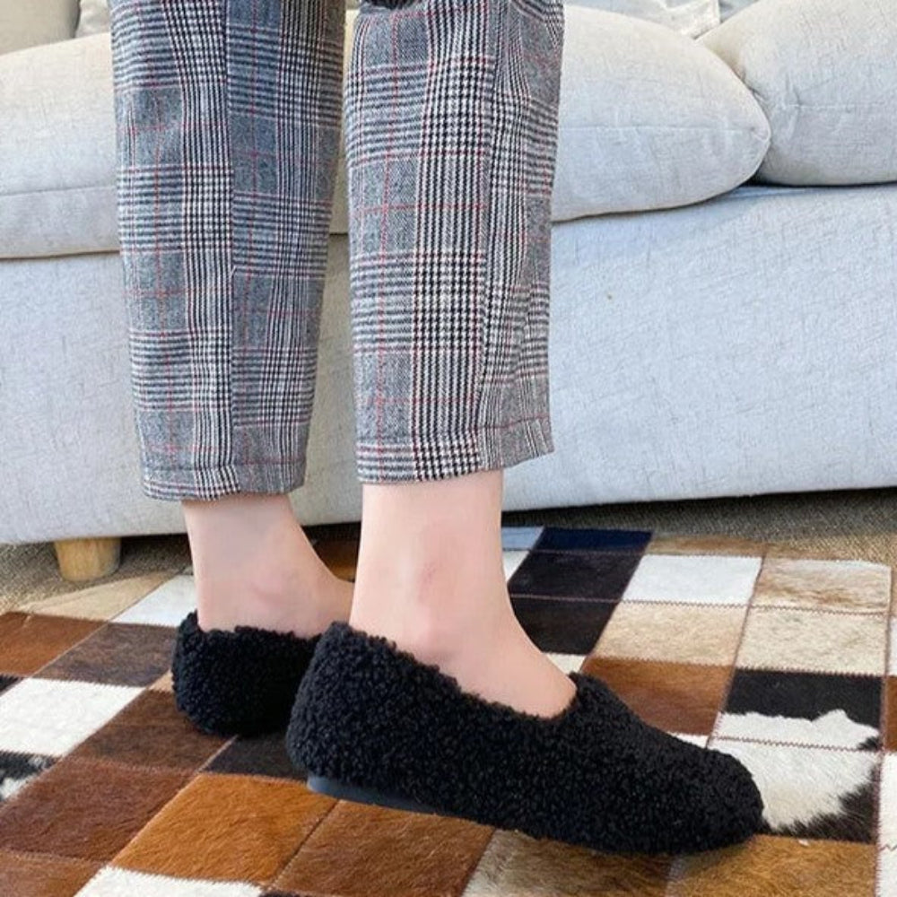 Dame hjemmesko | Bløde ballerinaer i hyggeligt vinterdesign