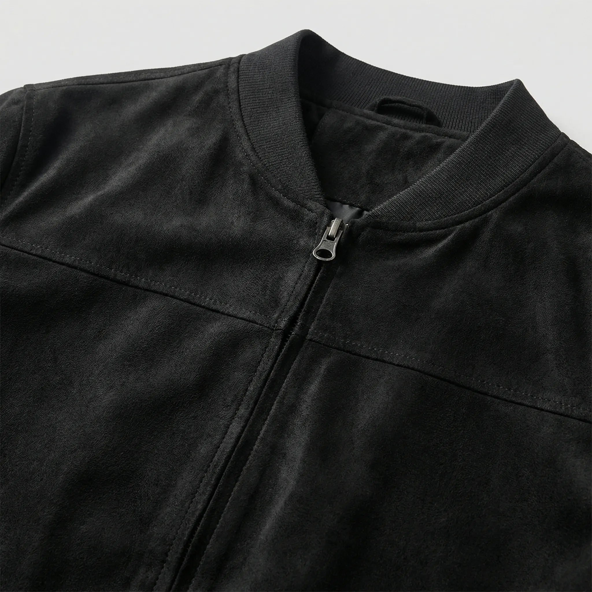 Veste mi-longue pour homme | Veste en velours avec fermeture éclair et aspect daim
