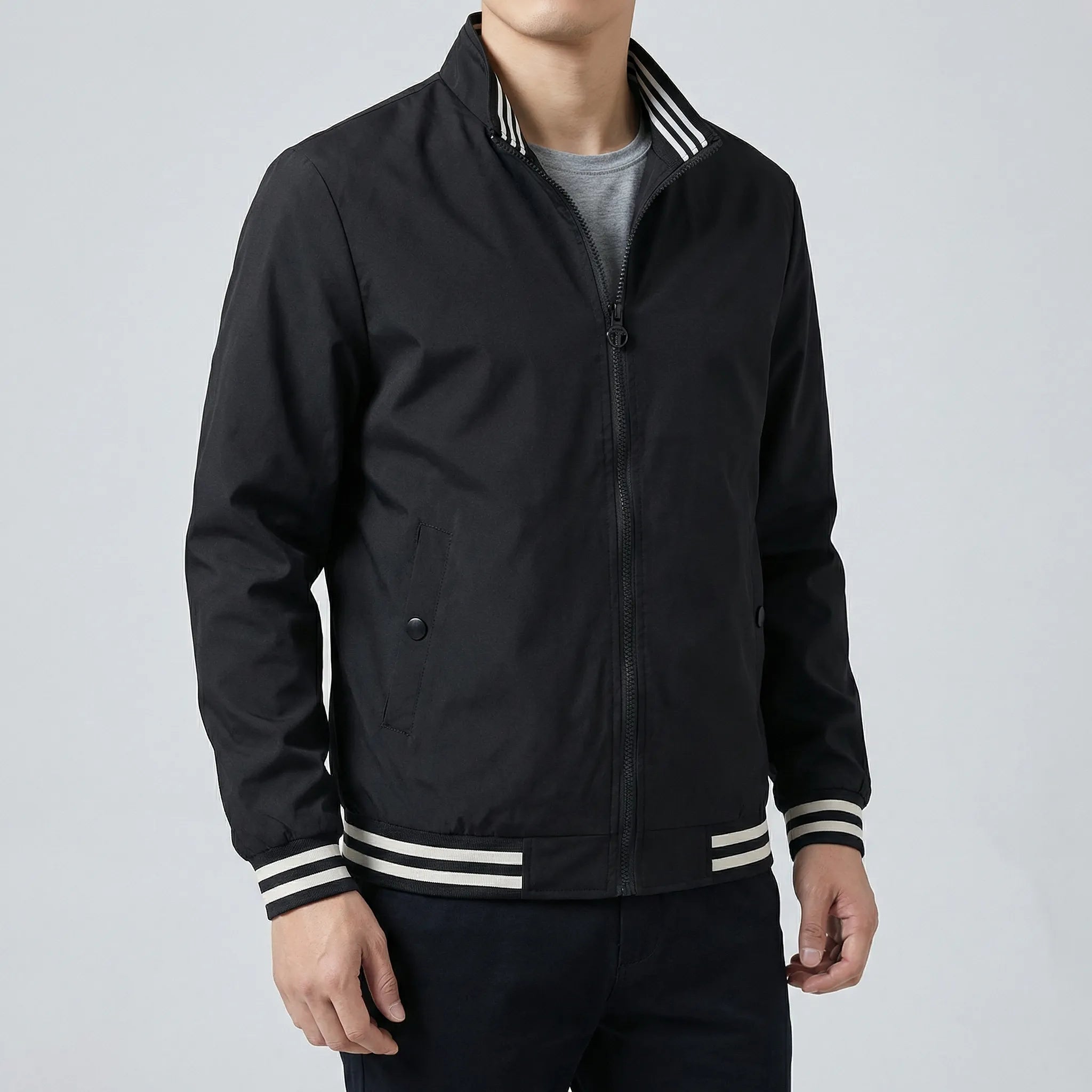 Veste mi-longue pour homme | Veste légère avec un col élégant et une fermeture à glissière