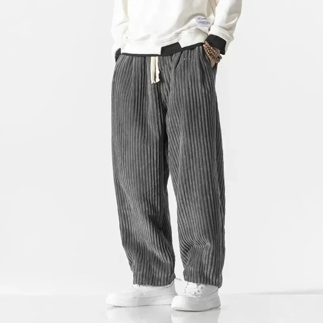 Pantalon pour homme | Pantalon ample en velours côtelé avec taille élastiquée