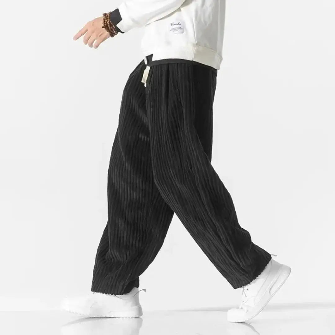 Pantalon pour homme | Pantalon ample en velours côtelé avec taille élastiquée