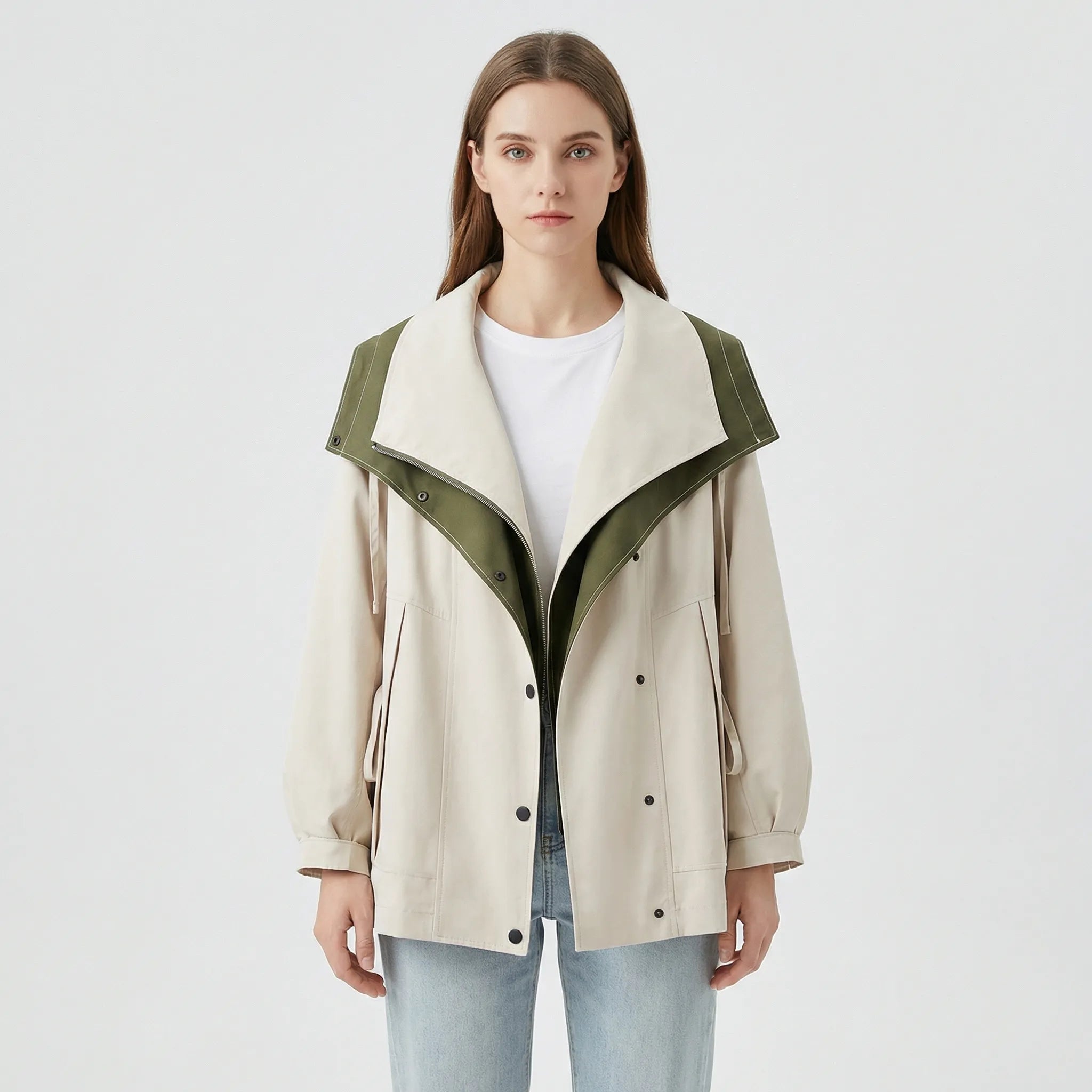 Jakke dame | Windbreaker overgangsjakke med hætte