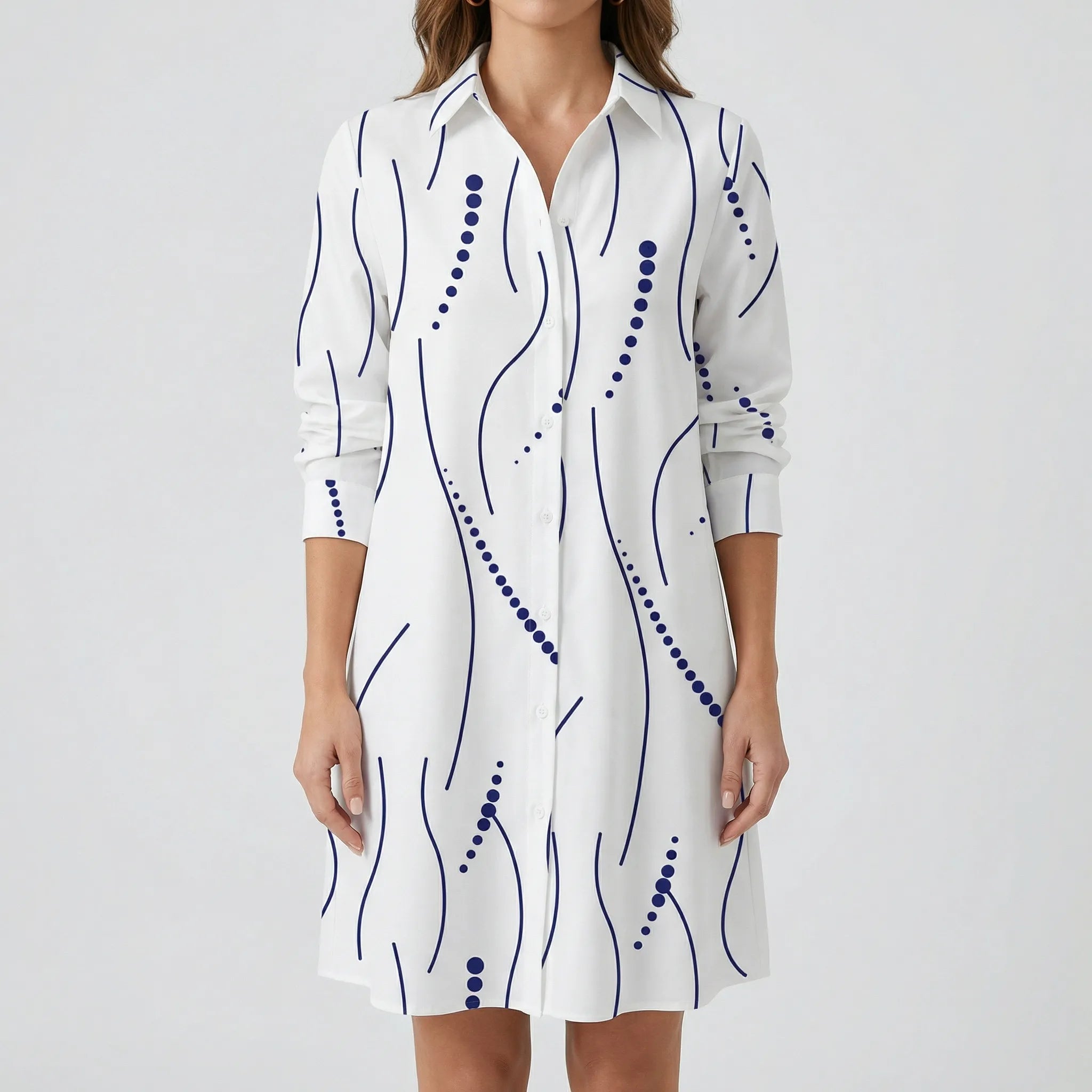 Kjole med reverskrave | Elegant skjortemodel