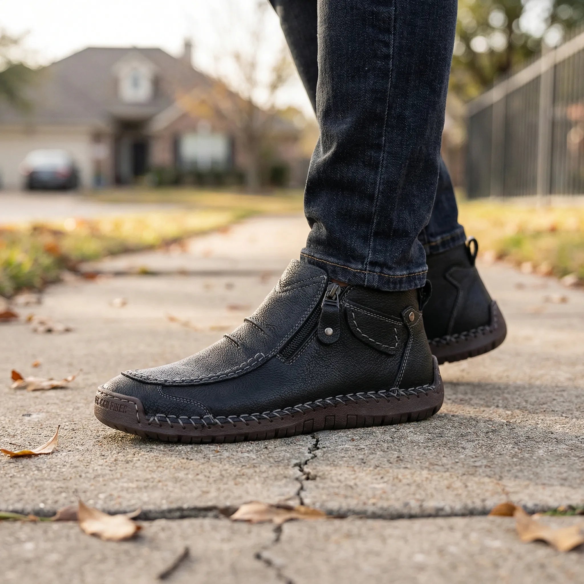 Komfortable herre loafers | Høje sko med lynlås