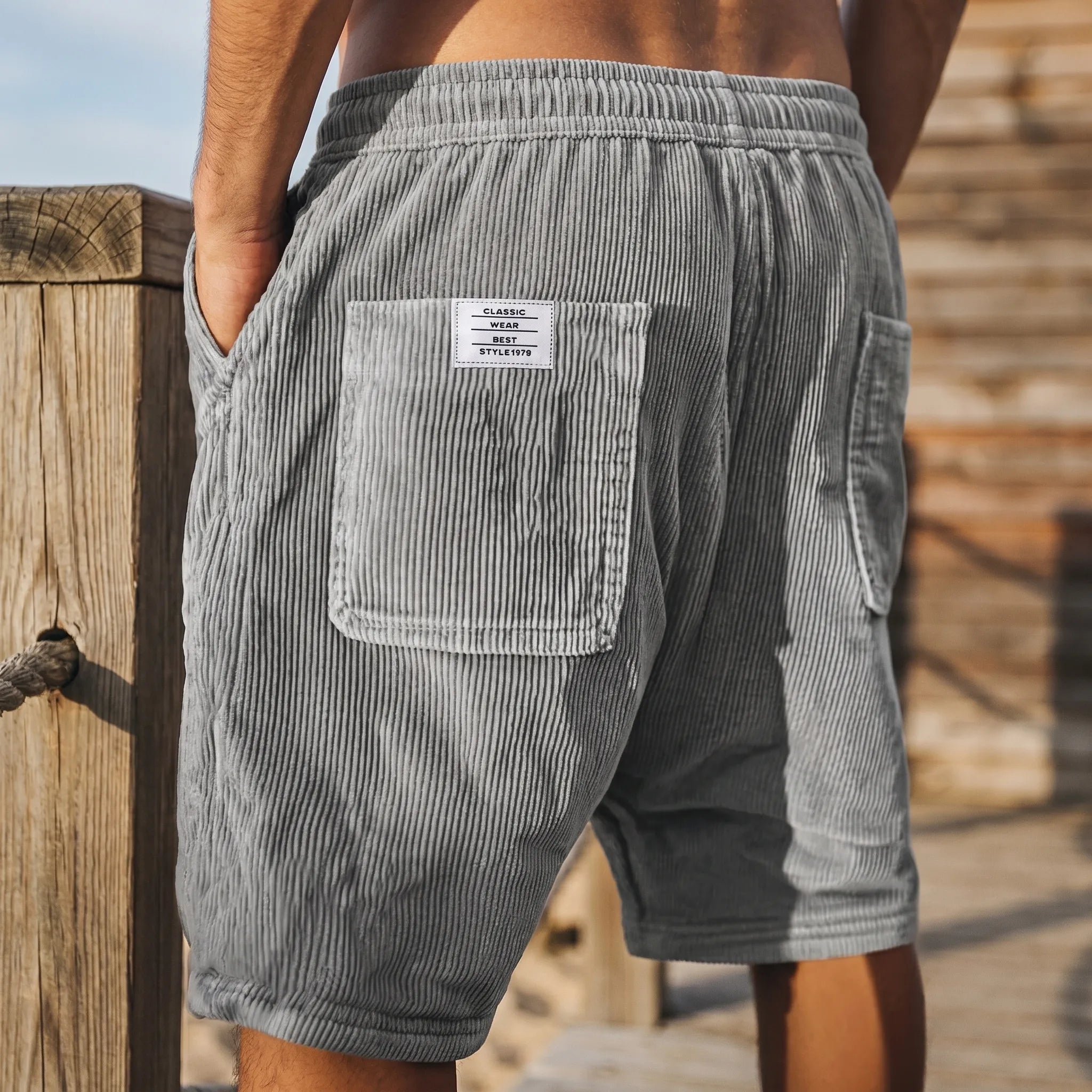 Korte bukser herre | Luksus corduroy sommershorts