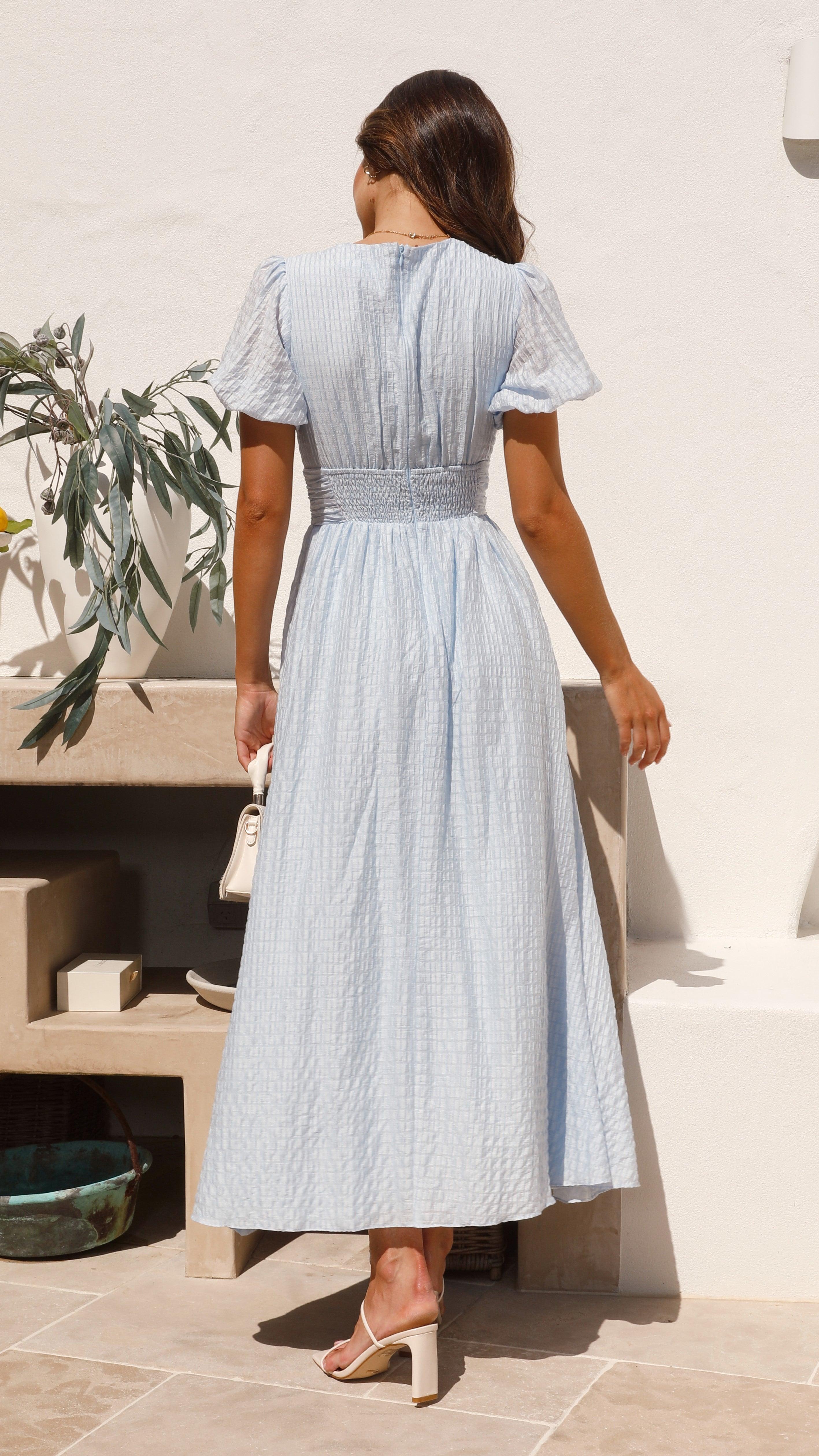 Maxikjole til kvinder | Elegant sommerkjole med knapper og v-hals