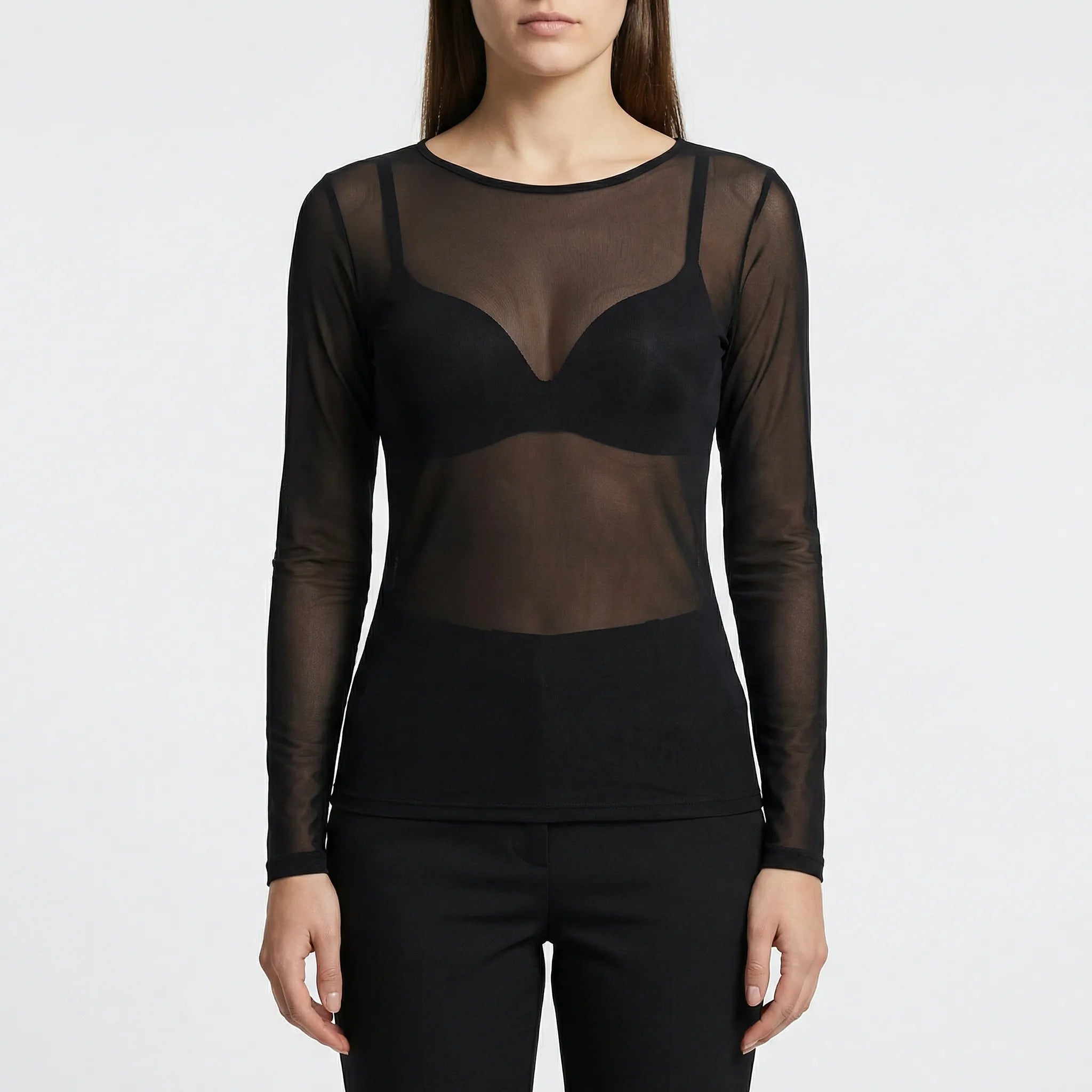 Haut en maille pour femme | Chemisier transparent à manches longues