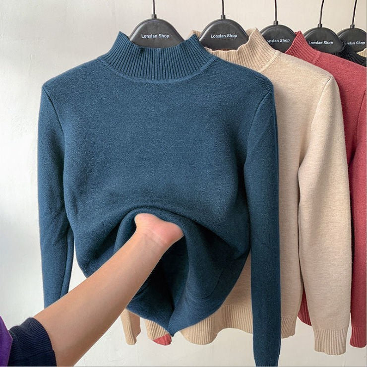 Dame sweater | Turtleneck strik med blød inderside