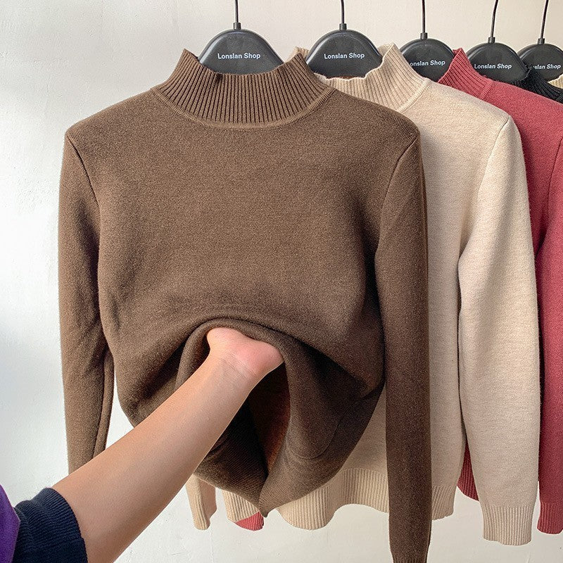 Dame sweater | Turtleneck strik med blød inderside