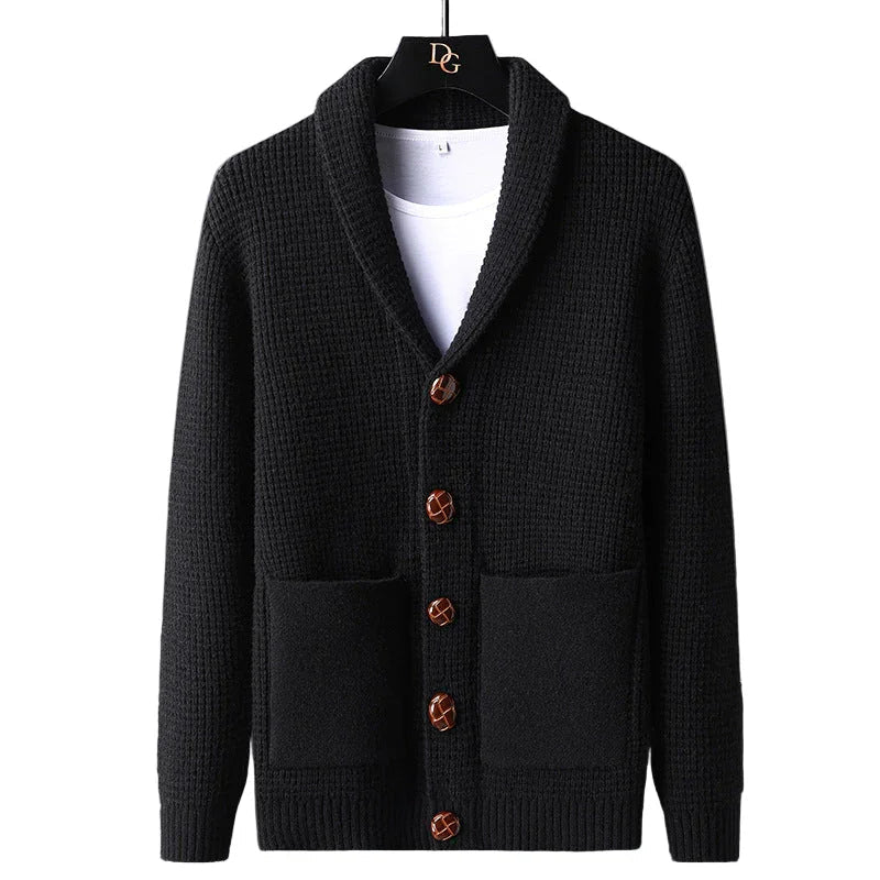 Herre cardigan | Uld strik vest med knapper