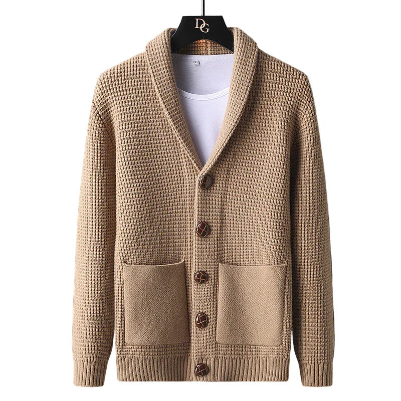 Herre cardigan | Uld strik vest med knapper