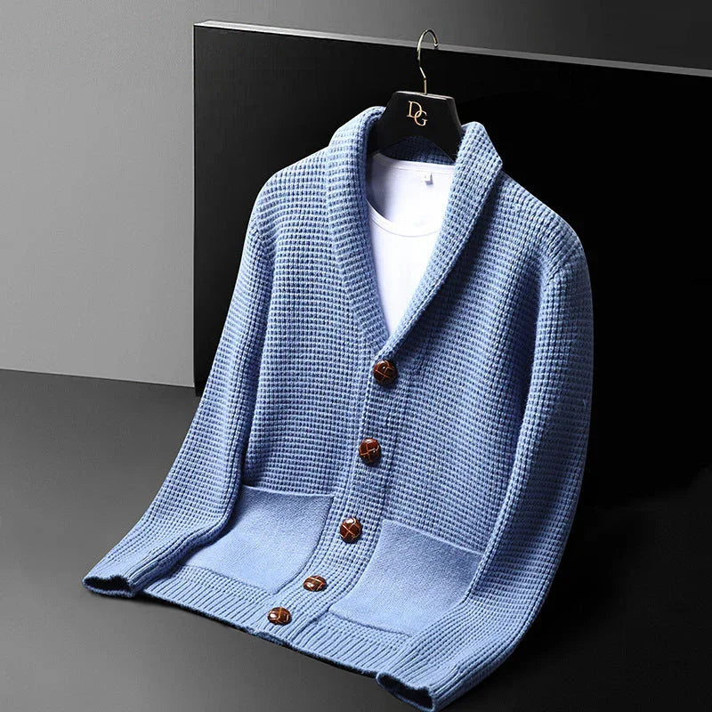 Herre cardigan | Uld strik vest med knapper